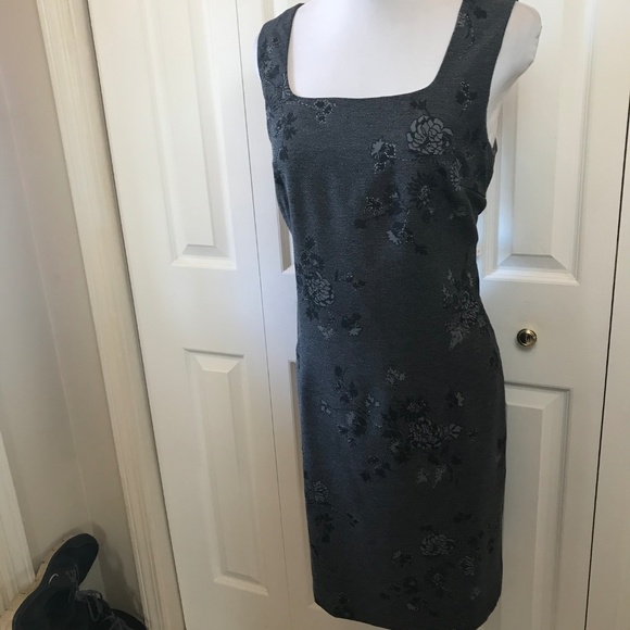 Fattaneh Bahari Charcoal Floral Sheath Dress sz 12 - Picture 5 of 7